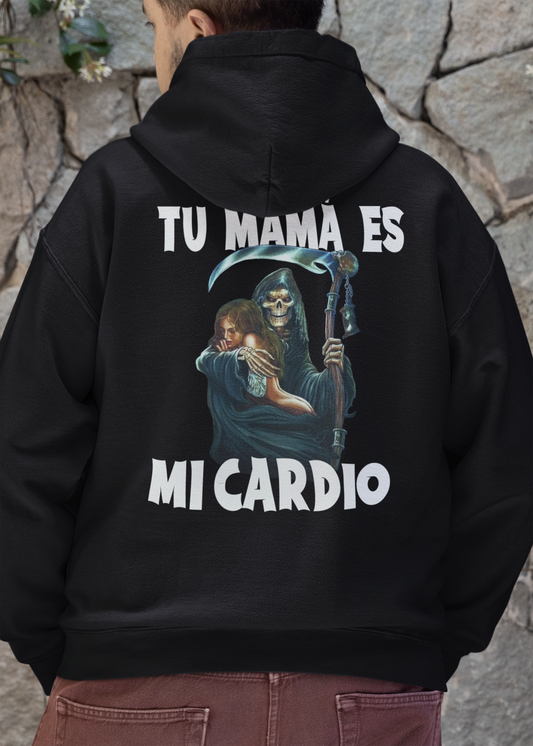 Poleron Canguro Negro - TU MAMÁ ES MI CARDIO